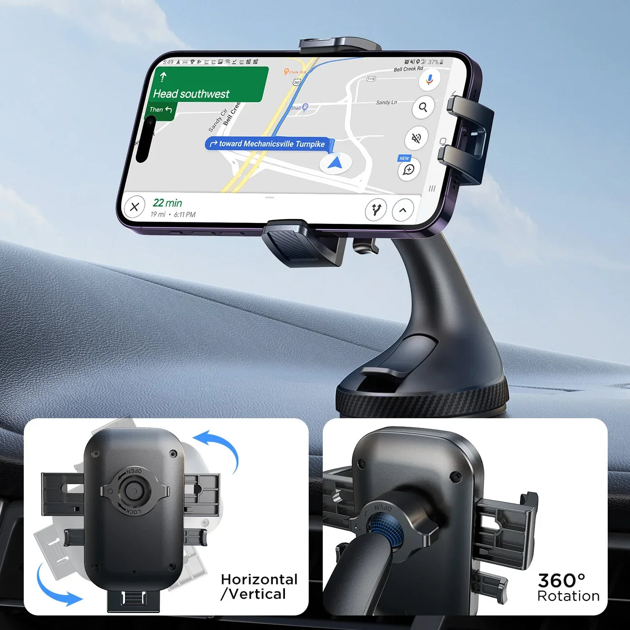 Car Phone Holder with 360° Rotation - Strong suction mount - Joyroom